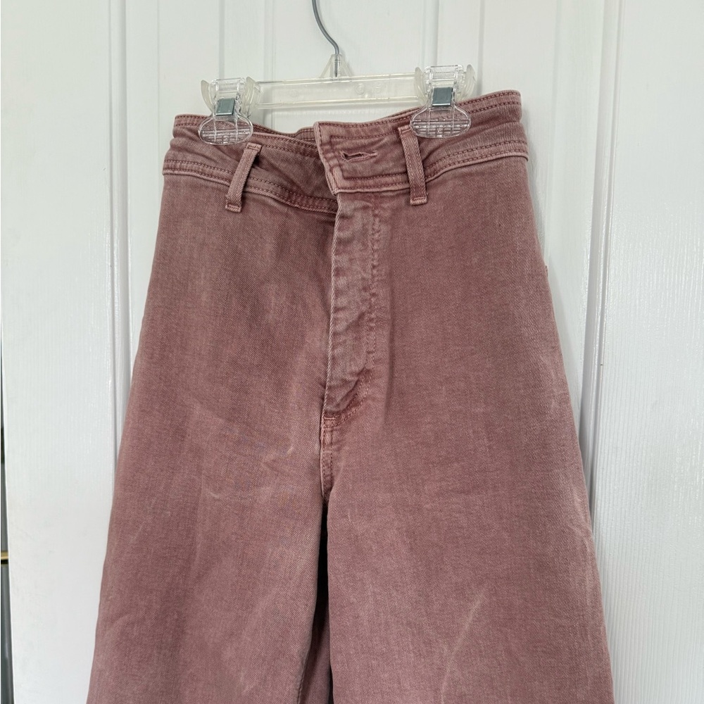 Blush Pink Zara Marine Straight/Wide-Leg Jeans and raw hem on bottom